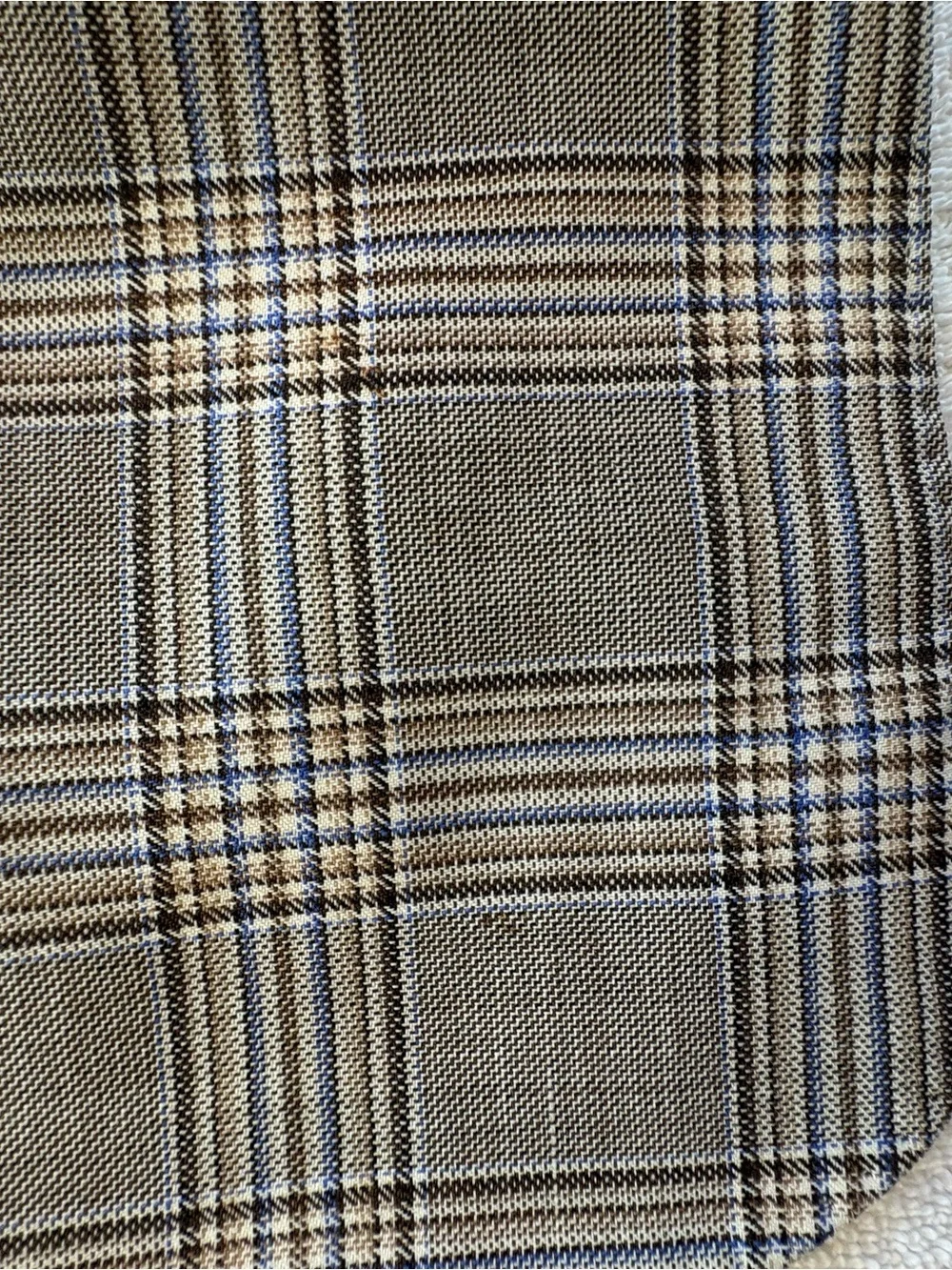 Nordstrom Marlane Fairway Brown Blue Glen Plaid Wool Blazer 46L